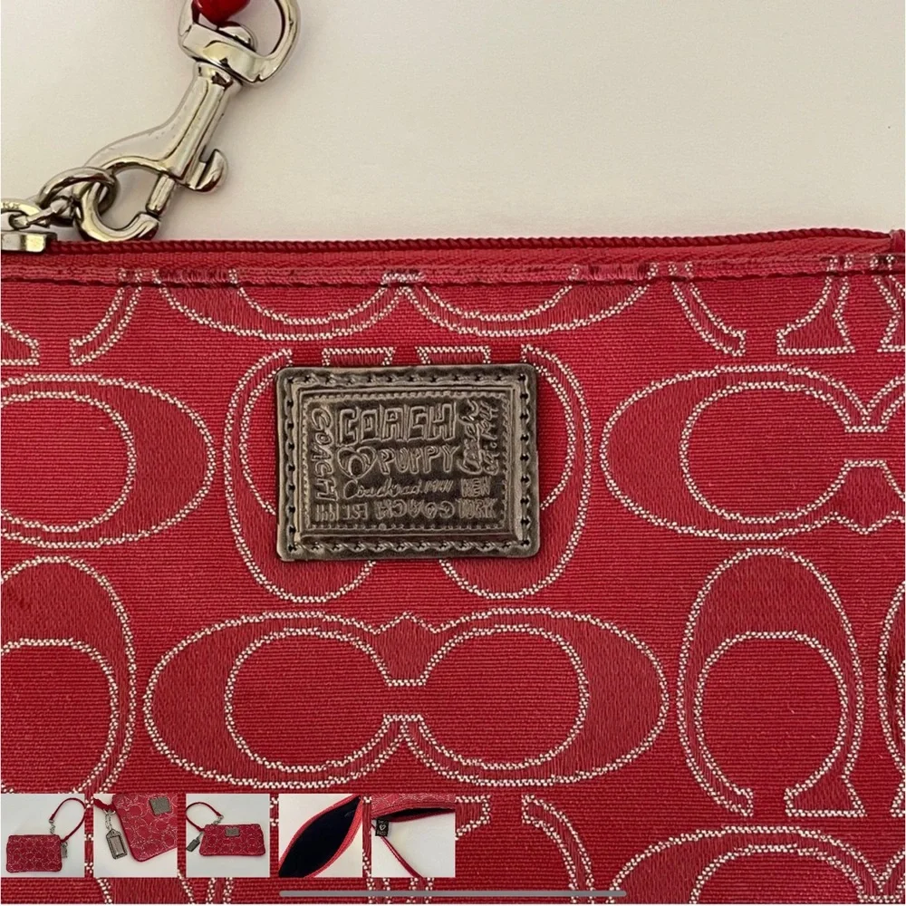 Coach Poppy Ruby Red and Silver Wristlet. - Picture 2 of 12